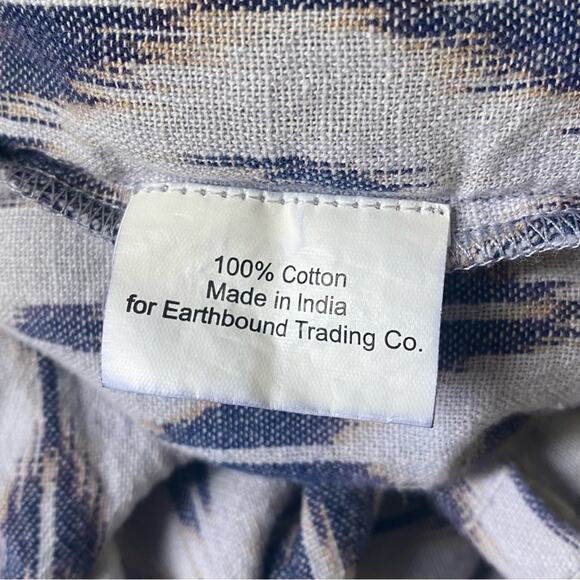 Earthbound Trading Co L/XL Fringe Short Sleeve Open Front Ikat Cardigan - Picture 8 of 8